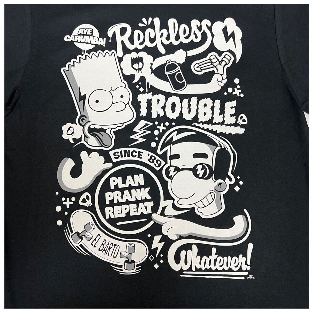 Simpsons Men’s M El Bart Graffiti T-Shirt Milhouse Universal Carumba Skateboard‎